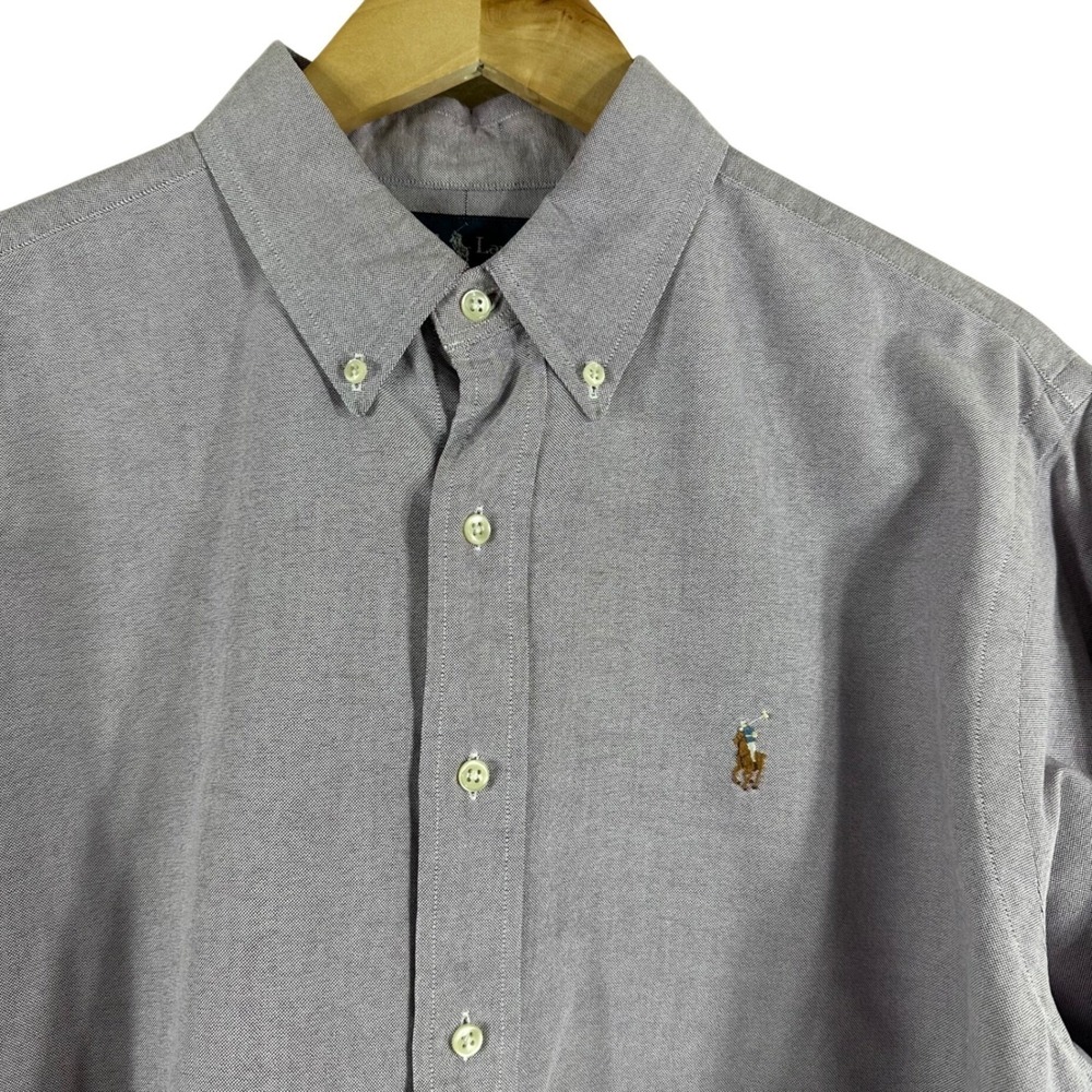 Ralph Lauren Mens Classic Fit Oxford Shirt Logo Lavender 16.5 36/37 100% Cotton - Picture 4 of 8